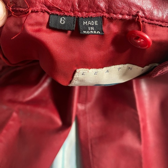 Vintage 80’s Real leather Red skinny jeans XS l - Picture 4 of 7